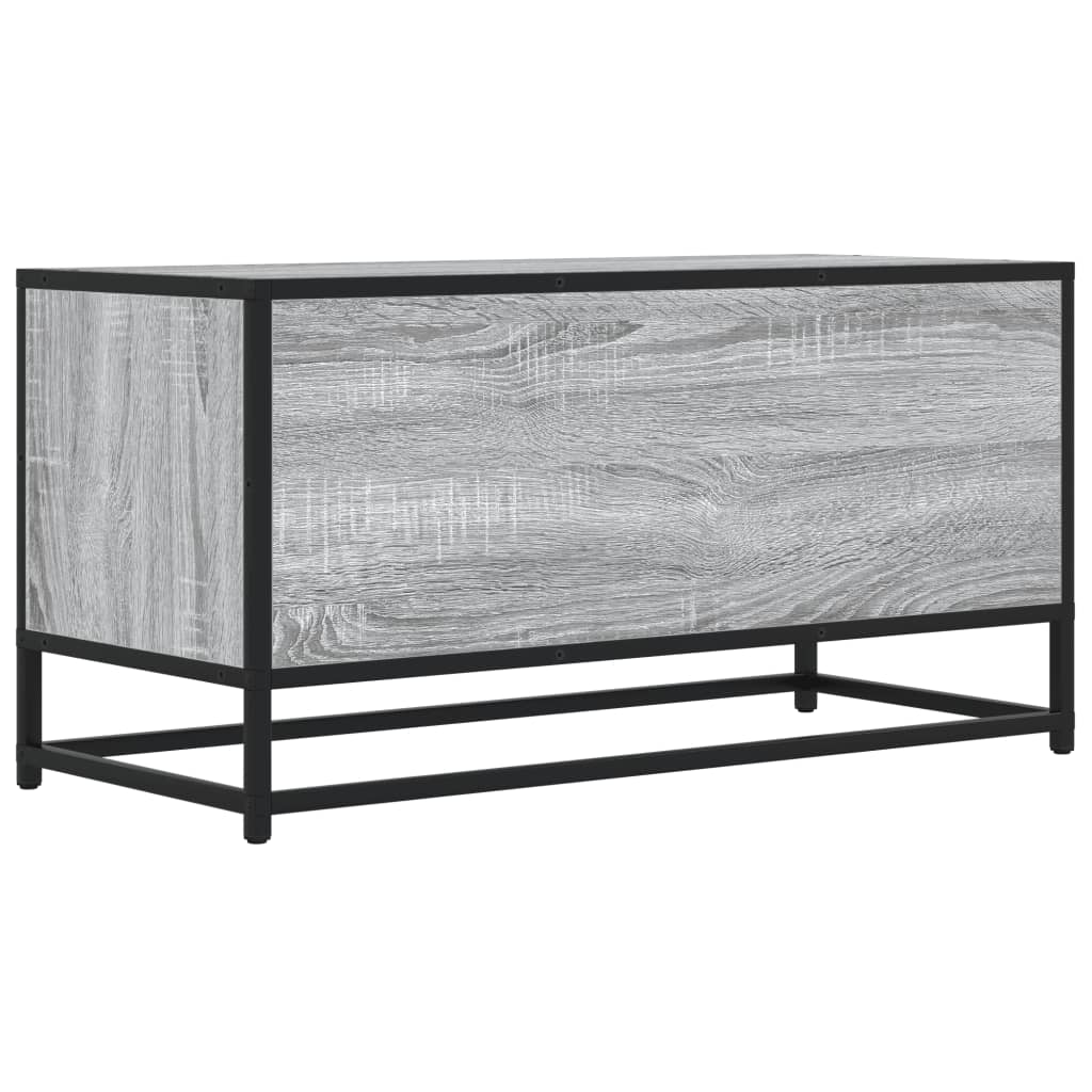 vidaXL Mueble TV madera ingeniería y metal roble ahumado 80x34,5x40 cm