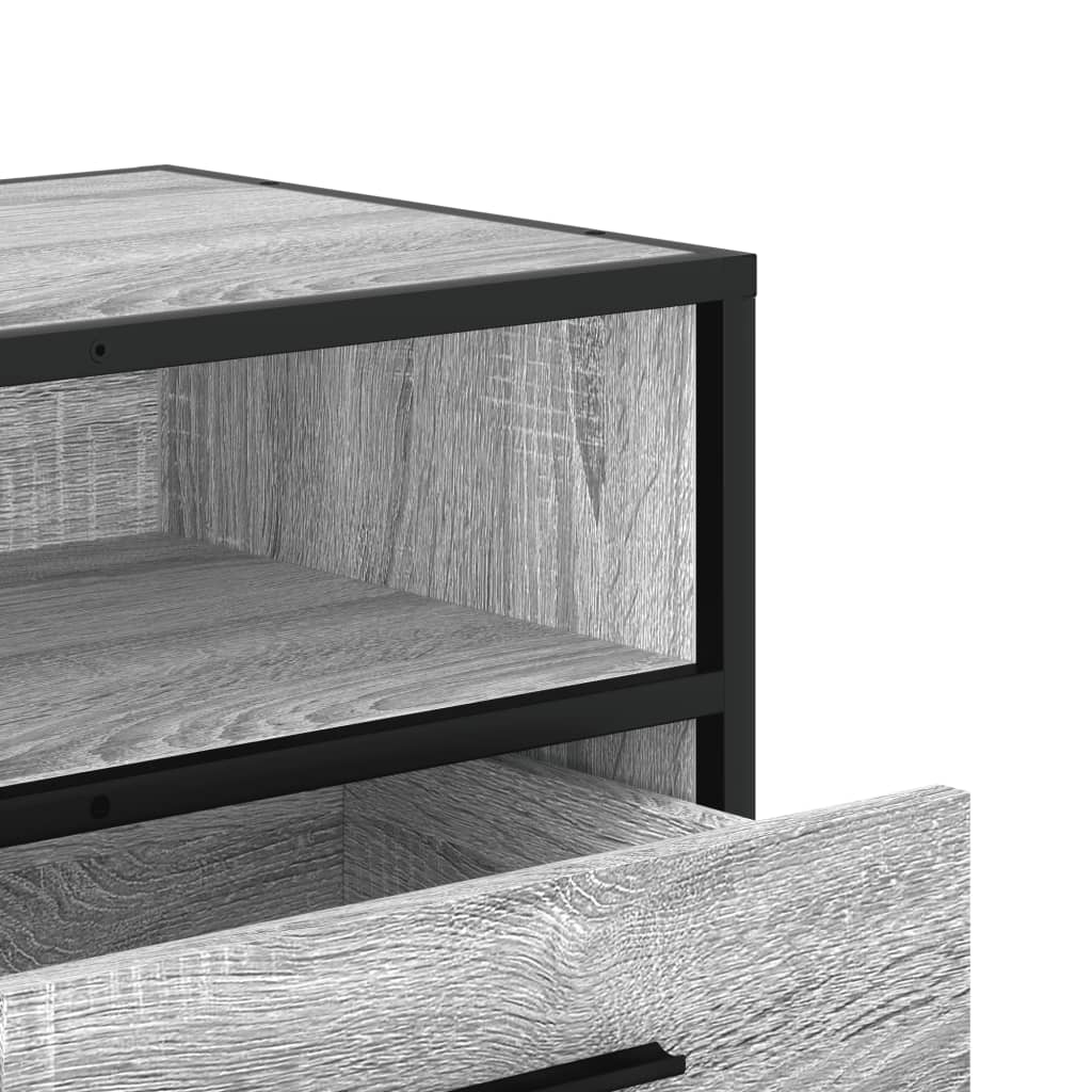 vidaXL Mueble TV madera ingeniería y metal roble ahumado 80x34,5x40 cm