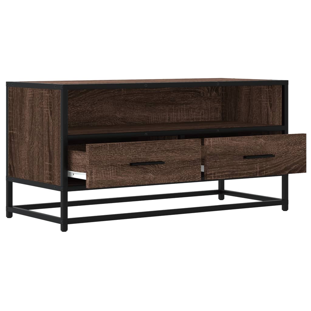 vidaXL Mueble TV metal y madera ingeniería marrón roble 80x34,5x40 cm