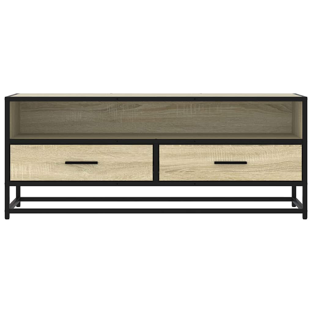 vidaXL Mueble TV metal y madera ingeniería roble Sonoma 100x34,5x40 cm