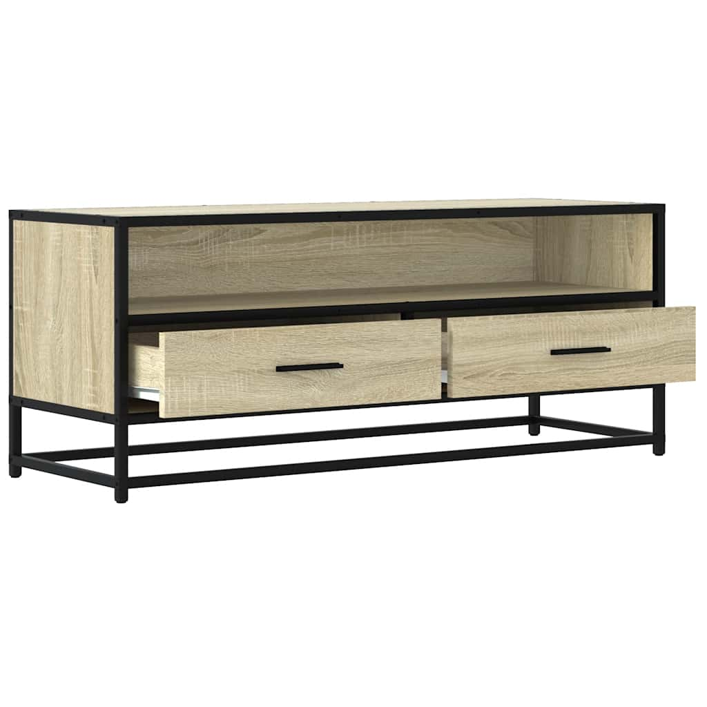 vidaXL Mueble TV metal y madera ingeniería roble Sonoma 100x34,5x40 cm