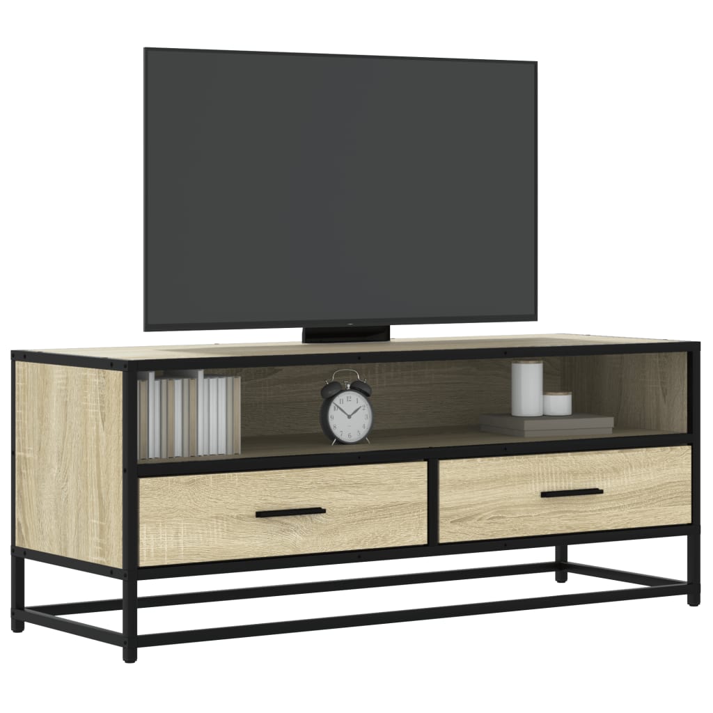 vidaXL Mueble TV metal y madera ingeniería roble Sonoma 100x34,5x40 cm