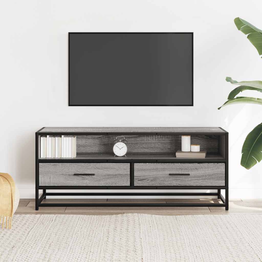 vidaXL Mueble TV metal y madera ingeniería gris Sonoma 100x34,5x40 cm