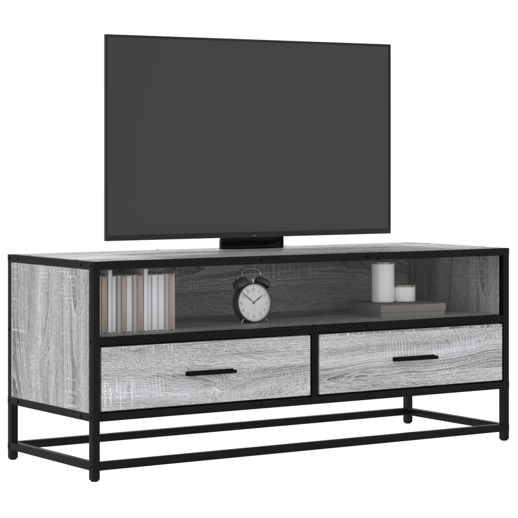 vidaXL Mueble TV metal y madera ingeniería gris Sonoma 100x34,5x40 cm