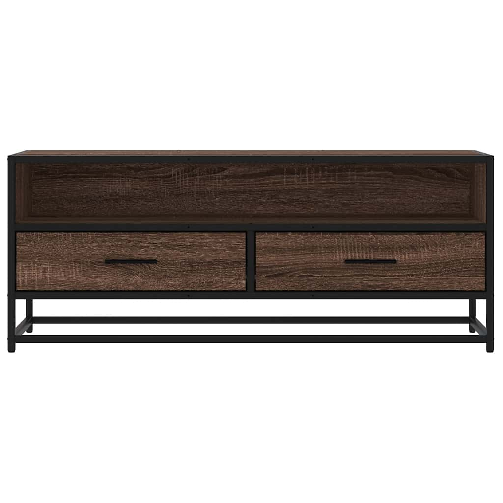 vidaXL Mueble TV metal y madera ingeniería marrón roble 100x34,5x40 cm