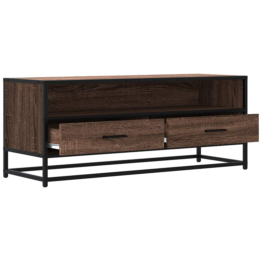 vidaXL Mueble TV metal y madera ingeniería marrón roble 100x34,5x40 cm