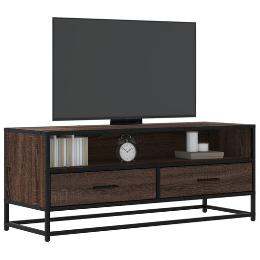 vidaXL Mueble TV metal y madera ingeniería marrón roble 100x34,5x40 cm