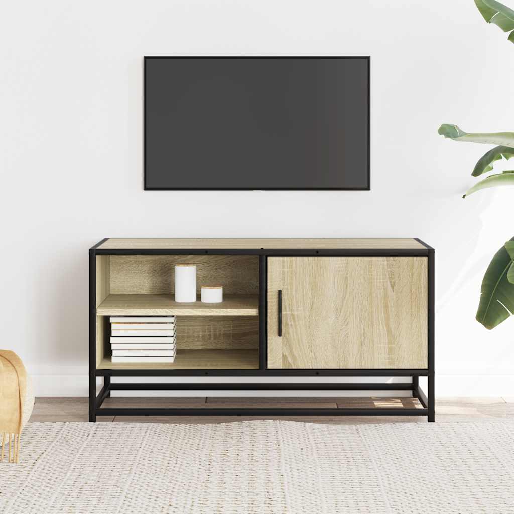 vidaXL Mueble TV metal y madera ingeniería roble Sonoma 80x34,5x40 cm