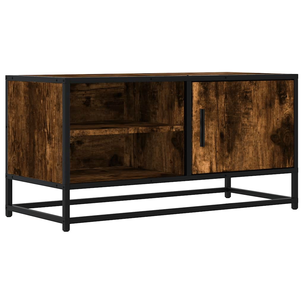 vidaXL Mueble TV metal y madera ingeniería roble humo 80x34,5x40 cm