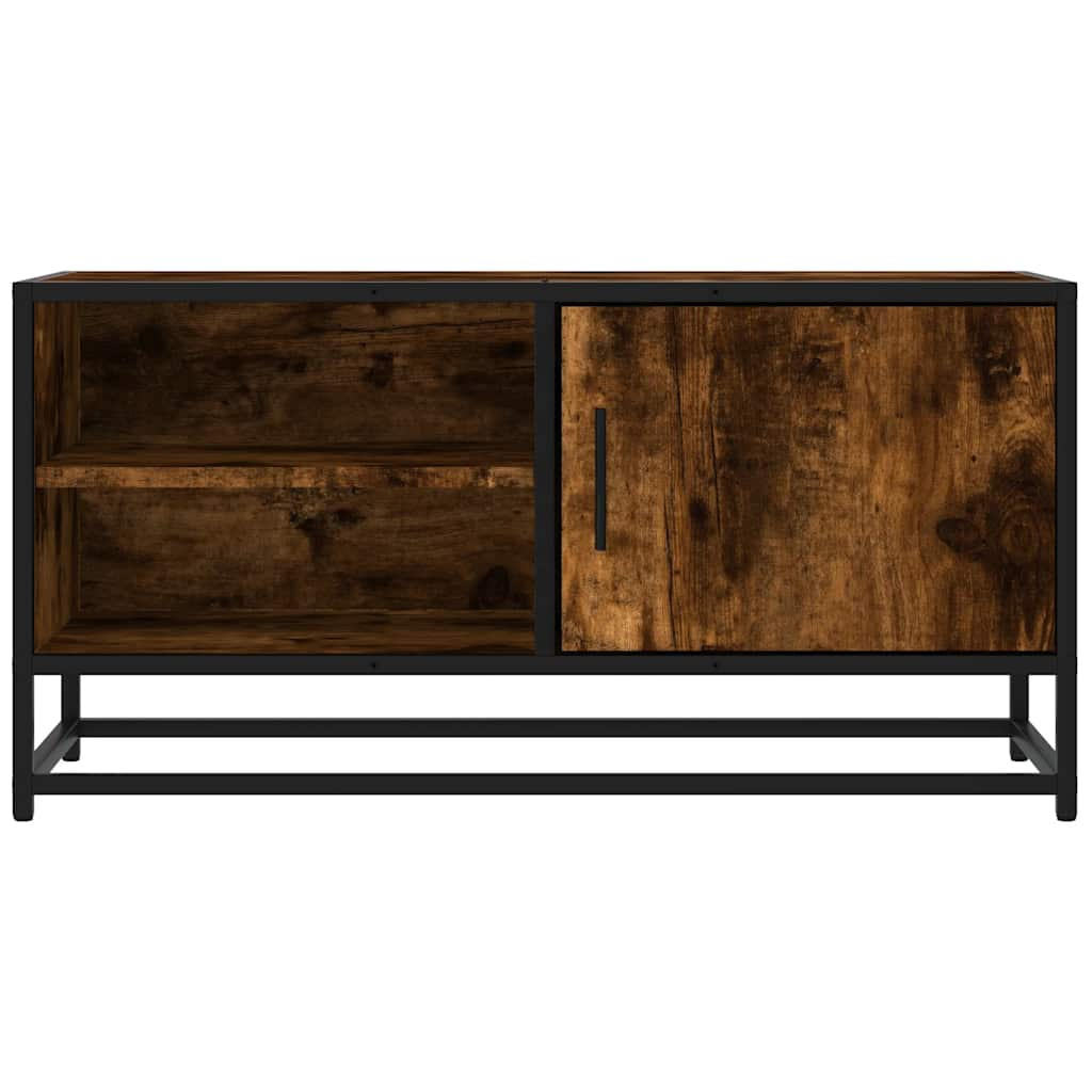 vidaXL Mueble TV metal y madera ingeniería roble humo 80x34,5x40 cm