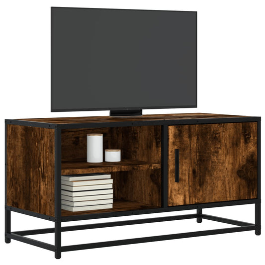 vidaXL Mueble TV metal y madera ingeniería roble humo 80x34,5x40 cm