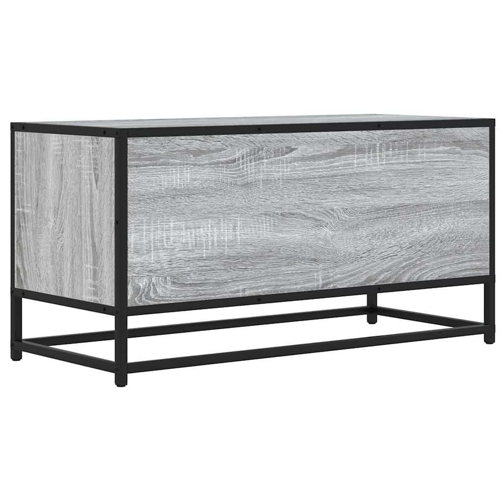 vidaXL Mueble TV madera ingeniería y metal roble ahumado 80x34,5x40 cm