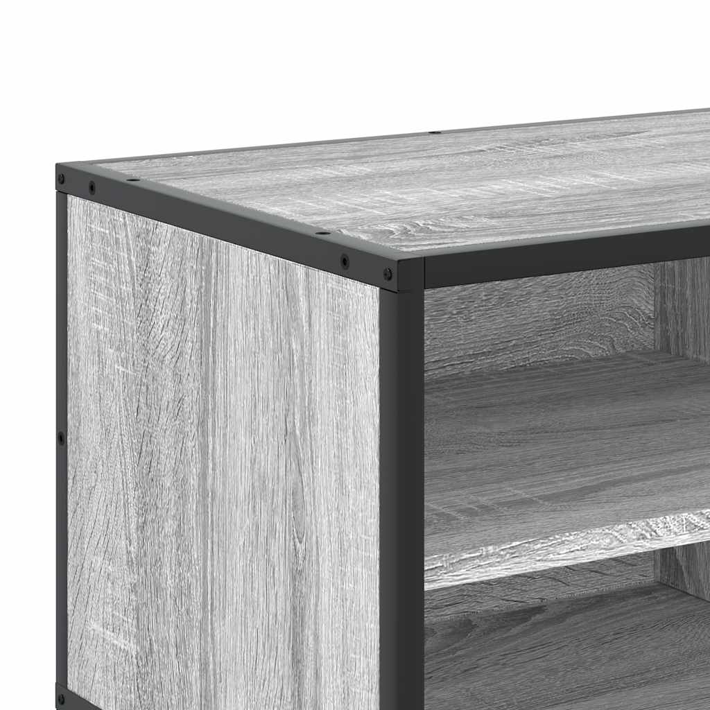 vidaXL Mueble TV madera ingeniería y metal roble ahumado 80x34,5x40 cm