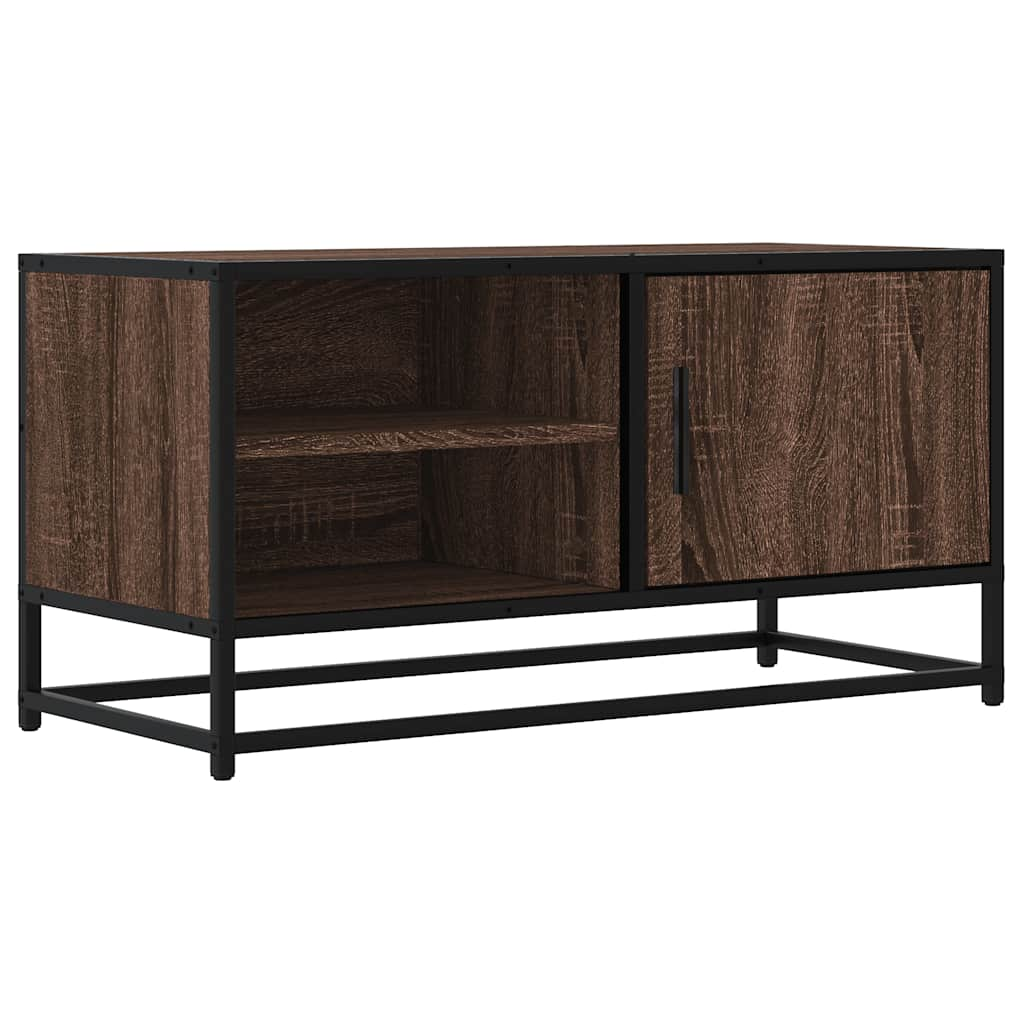 vidaXL Mueble TV metal y madera ingeniería marrón roble 80x34,5x40 cm