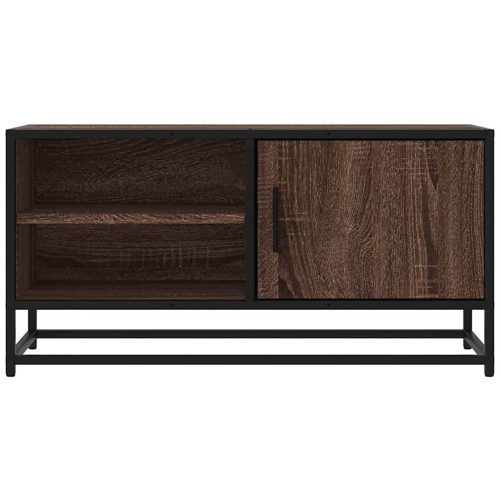 vidaXL Mueble TV metal y madera ingeniería marrón roble 80x34,5x40 cm