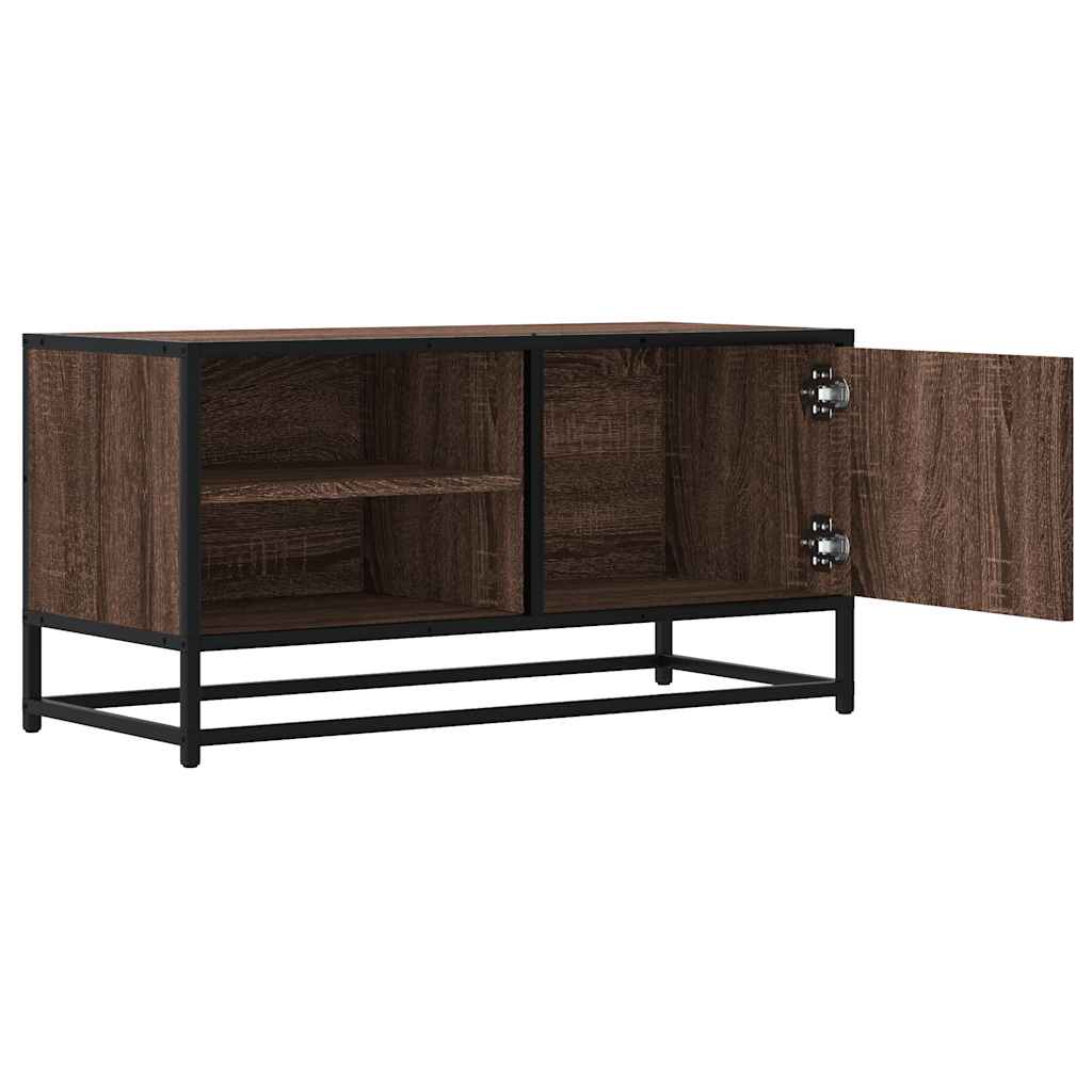 vidaXL Mueble TV metal y madera ingeniería marrón roble 80x34,5x40 cm