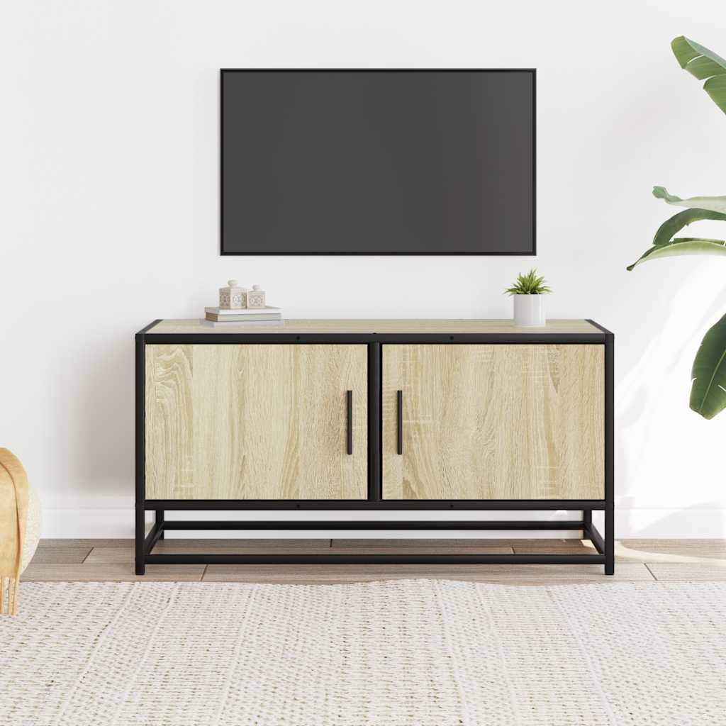 vidaXL Mueble TV metal y madera ingeniería roble Sonoma 80x34,5x40 cm