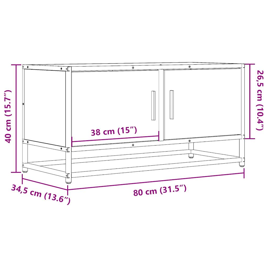 vidaXL Mueble TV metal y madera ingeniería roble Sonoma 80x34,5x40 cm