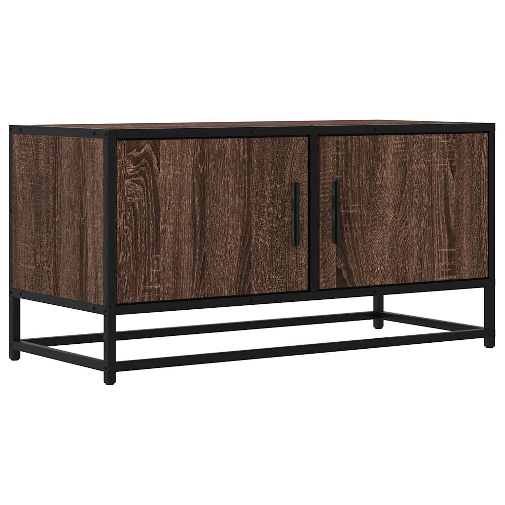 vidaXL Mueble TV metal y madera ingeniería marrón roble 80x34,5x40 cm