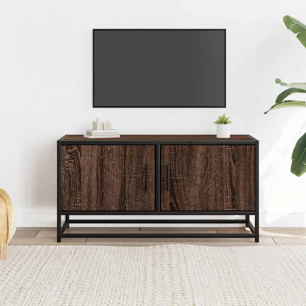 vidaXL Mueble TV metal y madera ingeniería marrón roble 80x34,5x40 cm