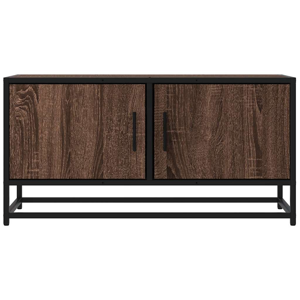 vidaXL Mueble TV metal y madera ingeniería marrón roble 80x34,5x40 cm