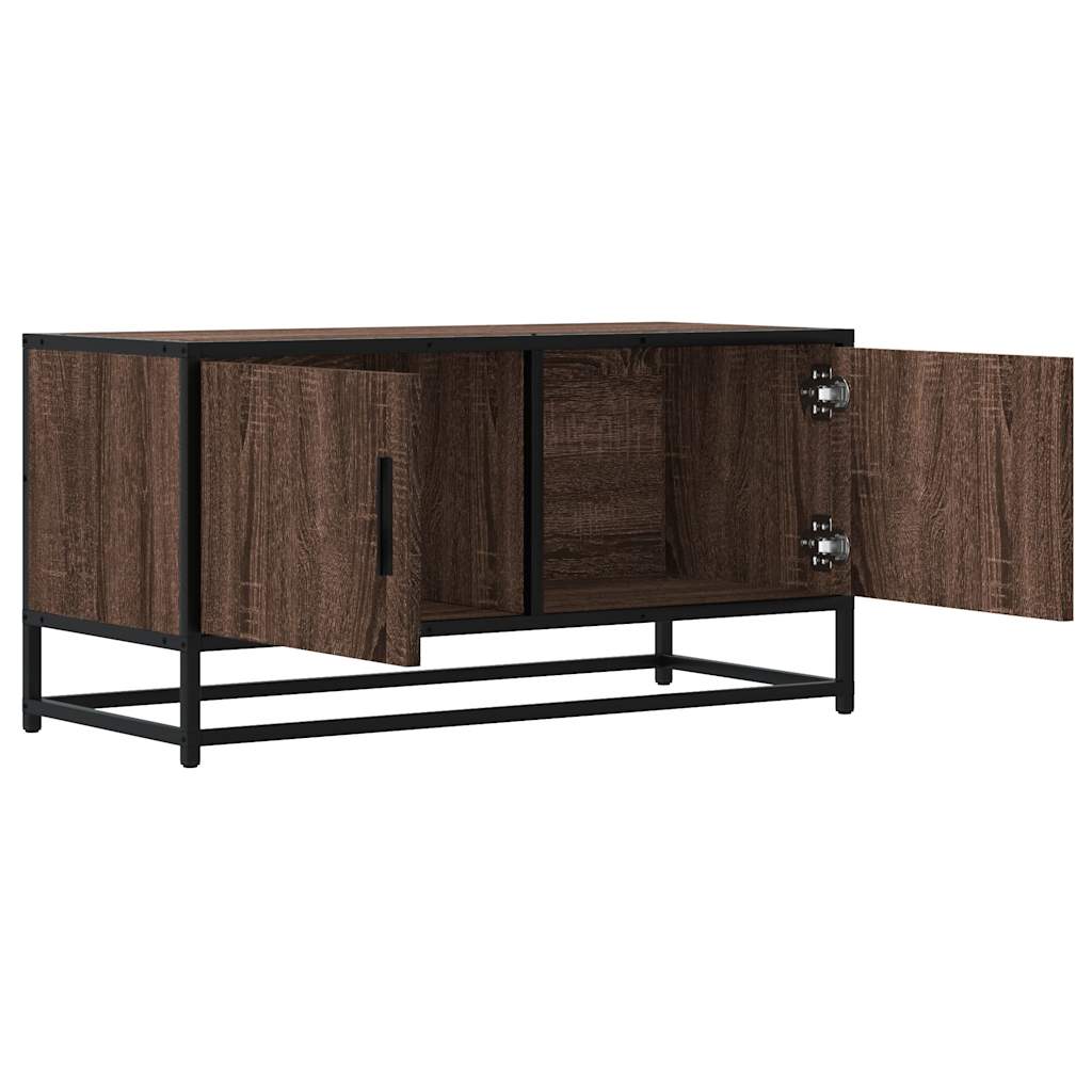 vidaXL Mueble TV metal y madera ingeniería marrón roble 80x34,5x40 cm