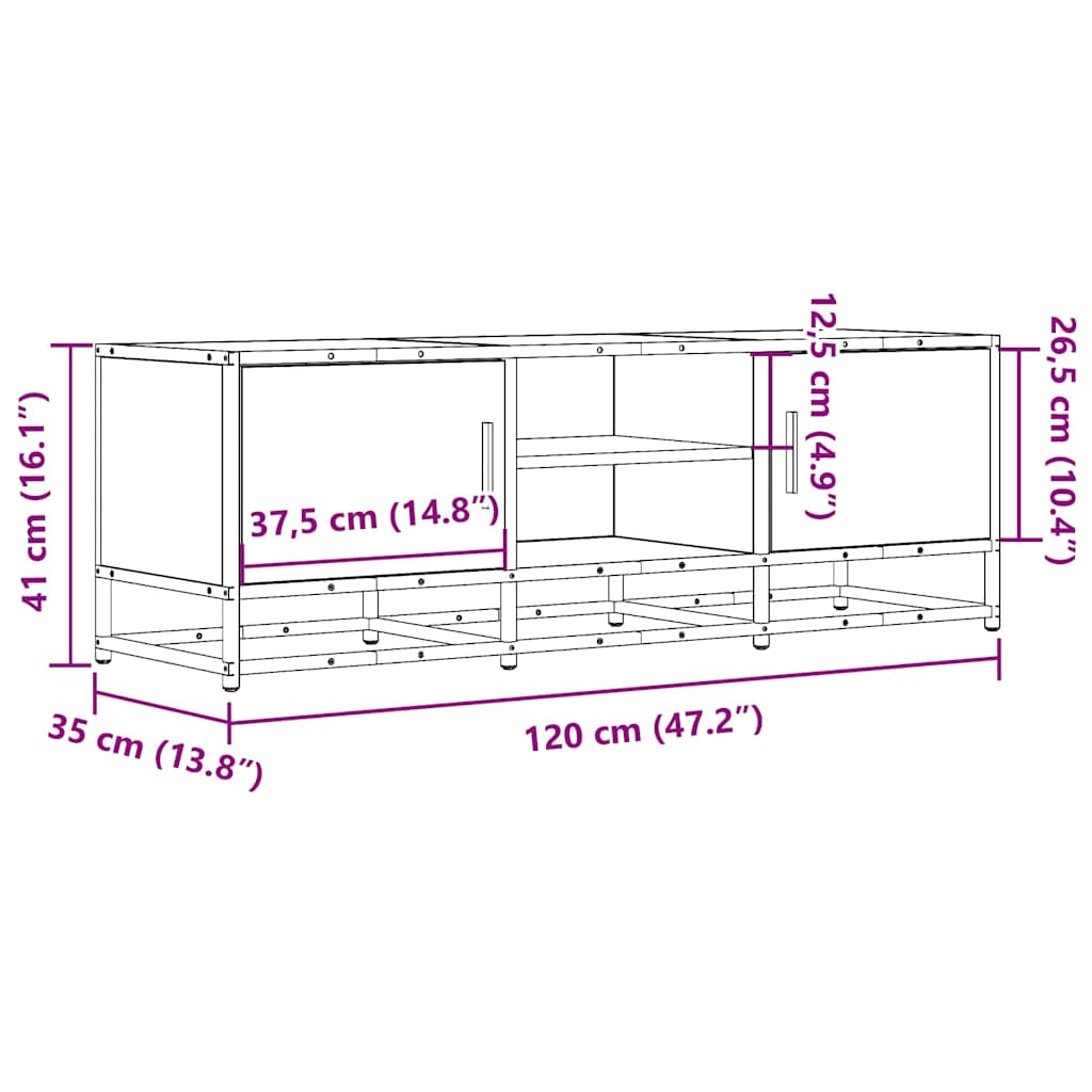 vidaXL Mueble TV metal y madera ingeniería roble Sonoma 120x35x41 cm