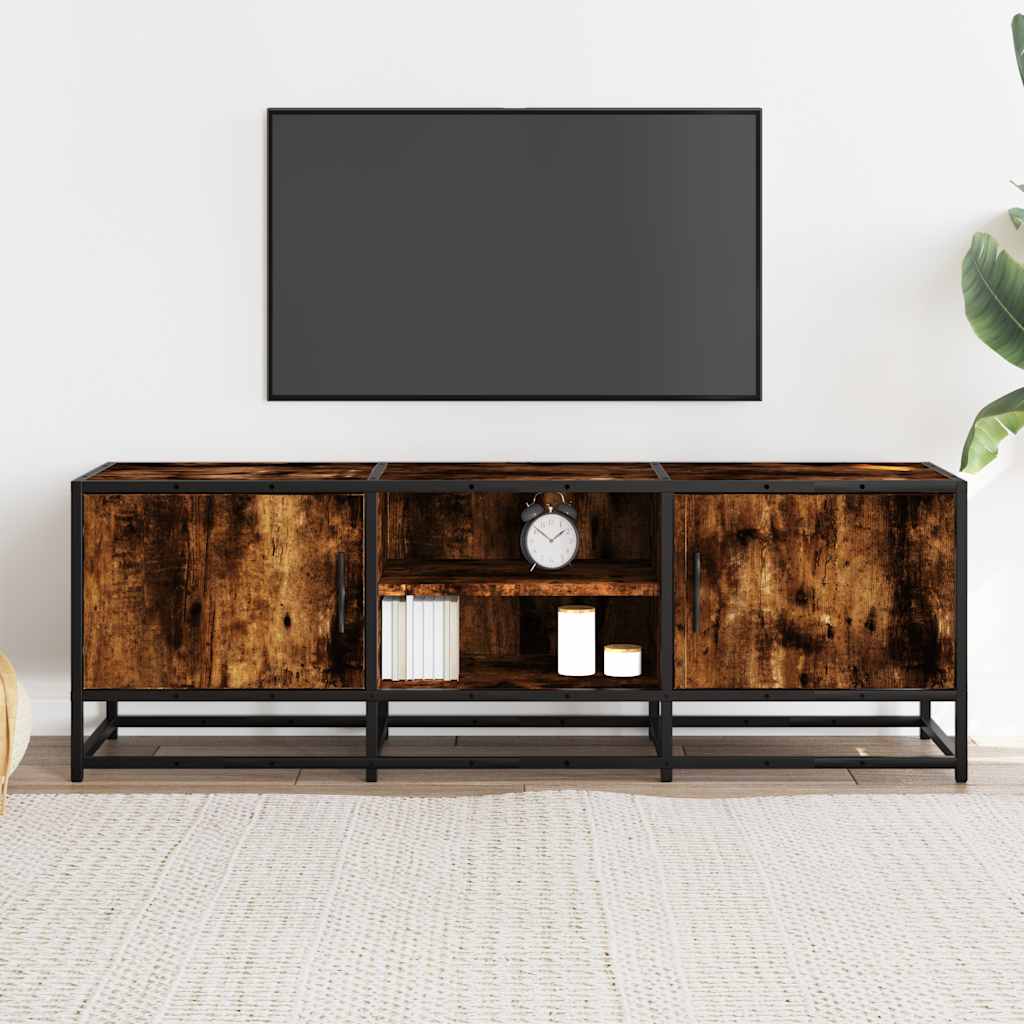 vidaXL Mueble TV metal y madera ingeniería roble humo 120x35x41 cm