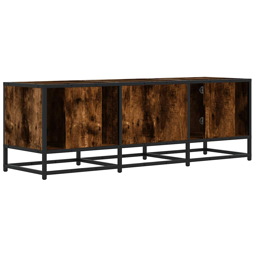 vidaXL Mueble TV metal y madera ingeniería roble humo 120x35x41 cm