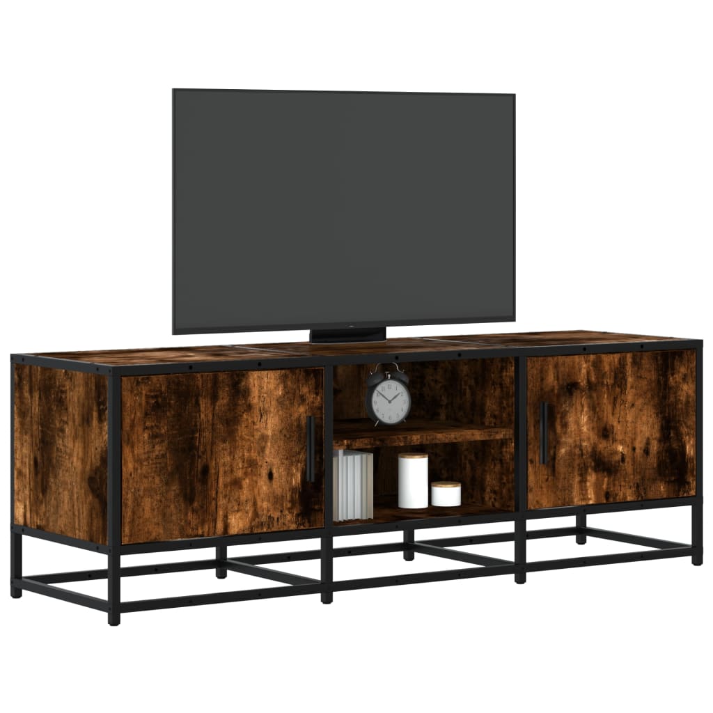 vidaXL Mueble TV metal y madera ingeniería roble humo 120x35x41 cm