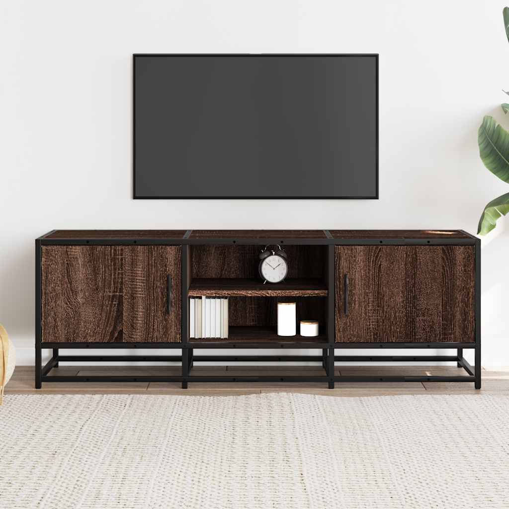 vidaXL Mueble TV metal y madera ingeniería marrón roble 120x35x41 cm