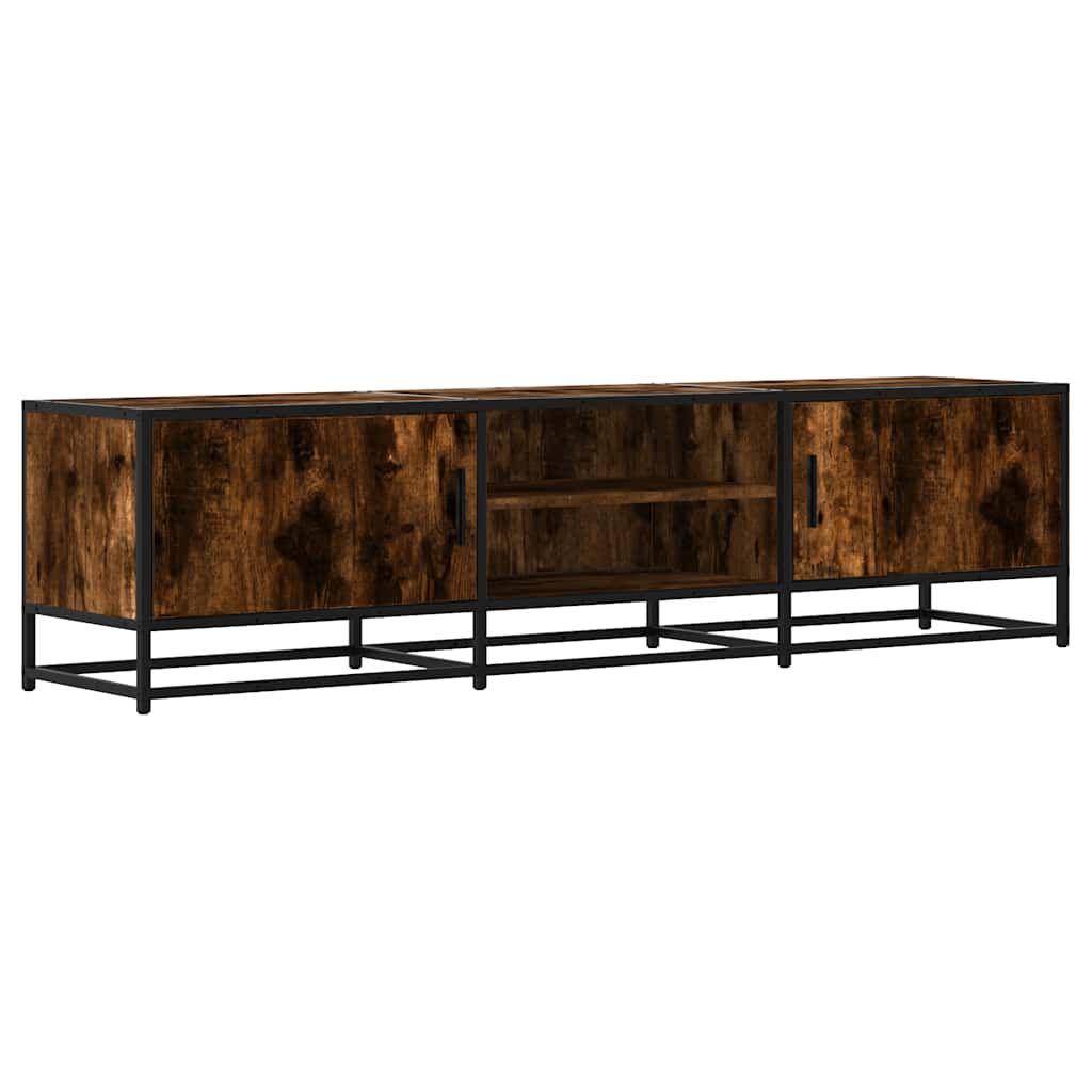 vidaXL Mueble TV metal y madera ingeniería roble humo 160x35x41 cm