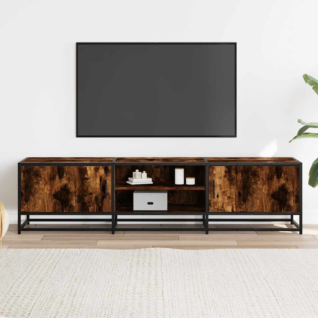 vidaXL Mueble TV metal y madera ingeniería roble humo 160x35x41 cm