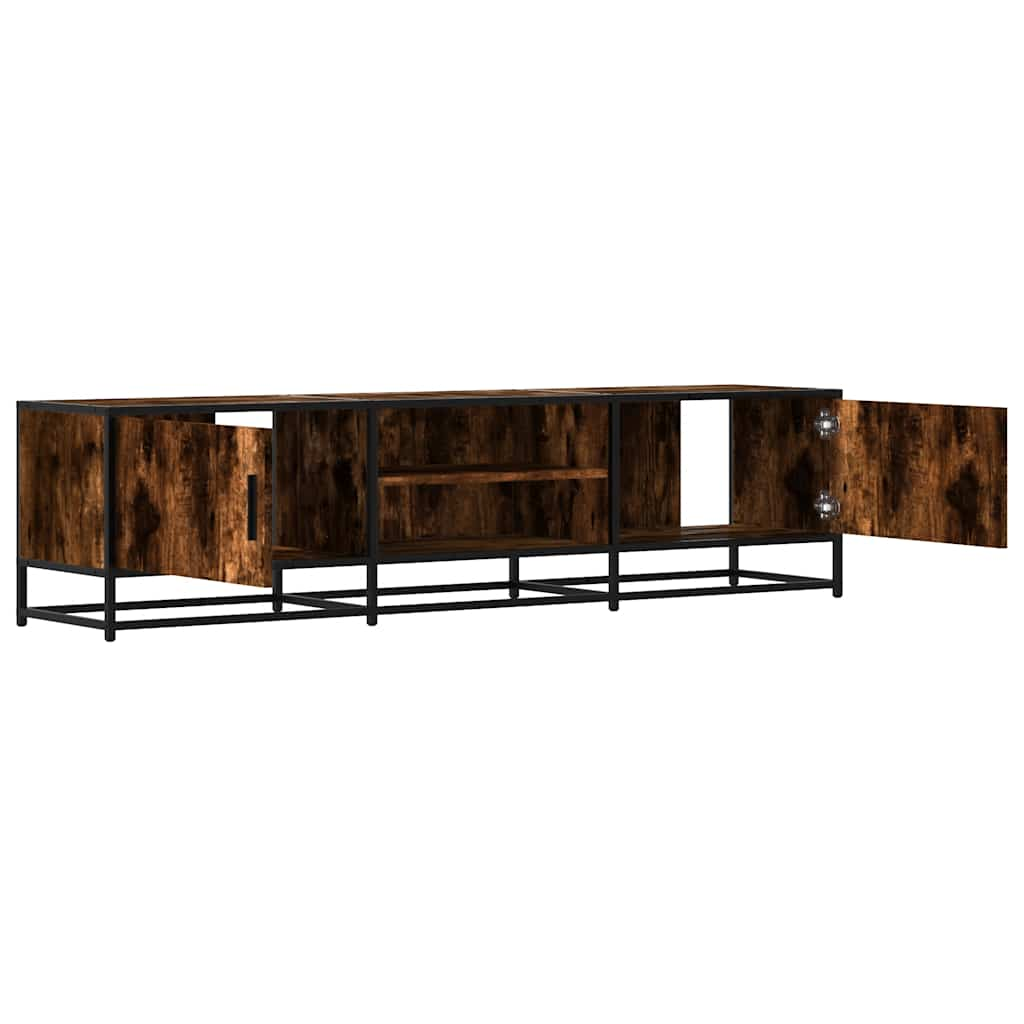 vidaXL Mueble TV metal y madera ingeniería roble humo 160x35x41 cm