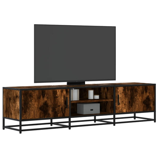 vidaXL Mueble TV metal y madera ingeniería roble humo 160x35x41 cm