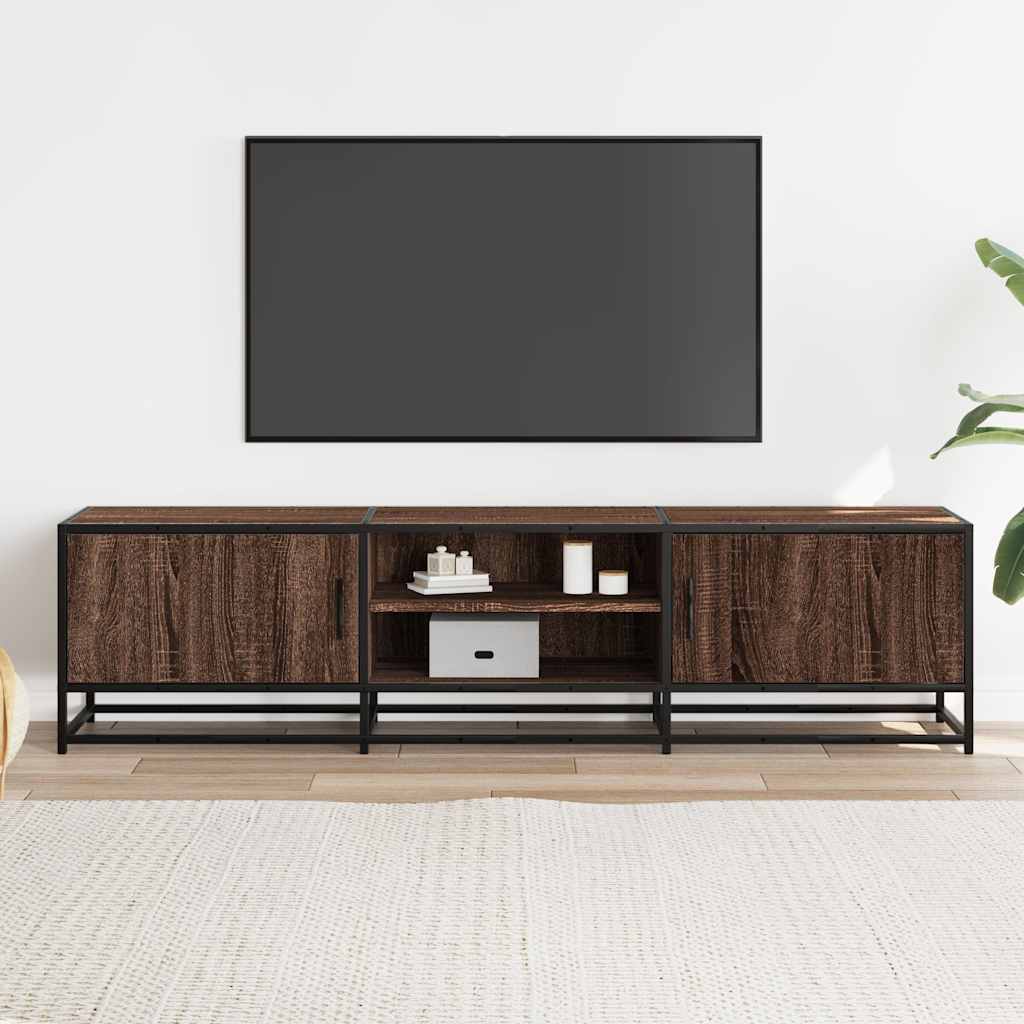 vidaXL Mueble TV metal y madera ingeniería marrón roble 160x35x41 cm