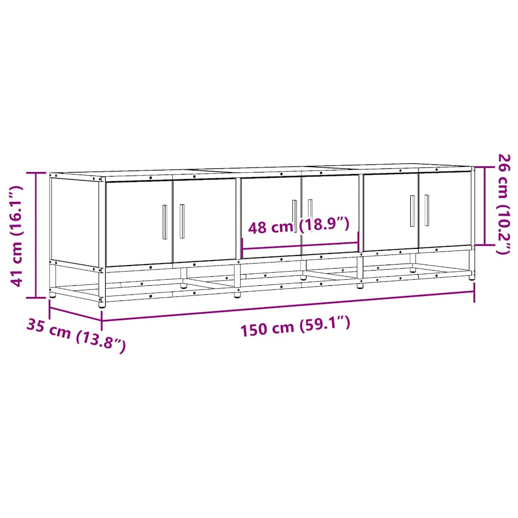 vidaXL Mueble TV metal y madera ingeniería roble Sonoma 150x35x41 cm