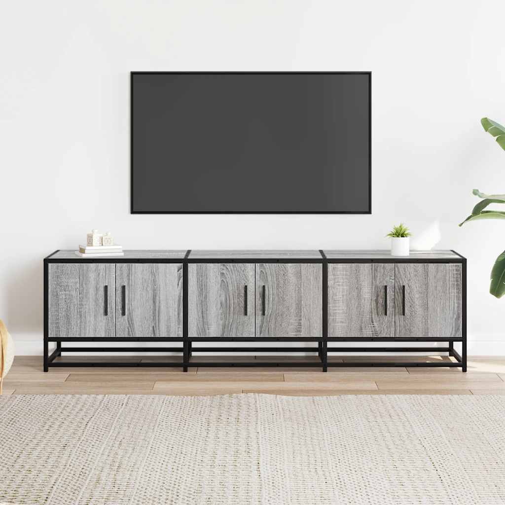 vidaXL Mueble TV madera ingeniería y metal gris Sonoma 150x35x41 cm