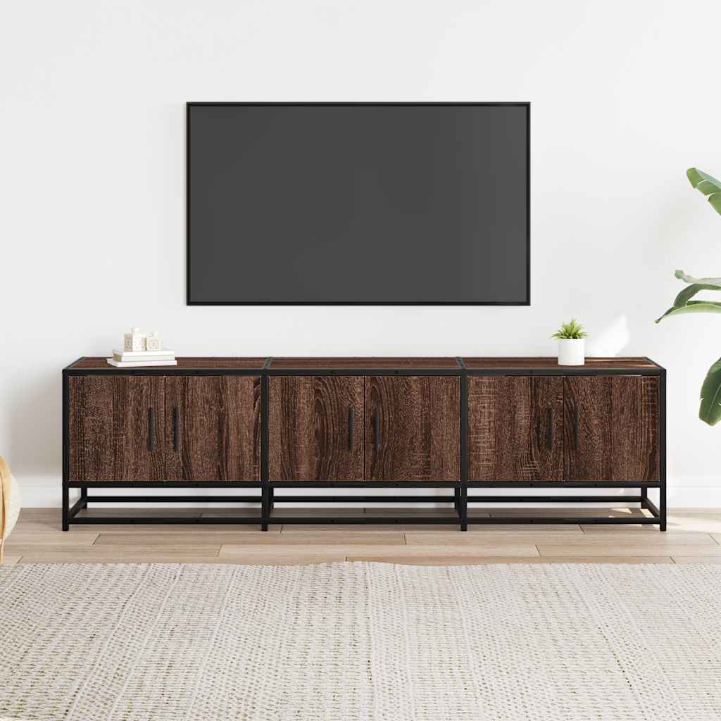 vidaXL Mueble TV metal y madera ingeniería marrón roble 150x35x41 cm