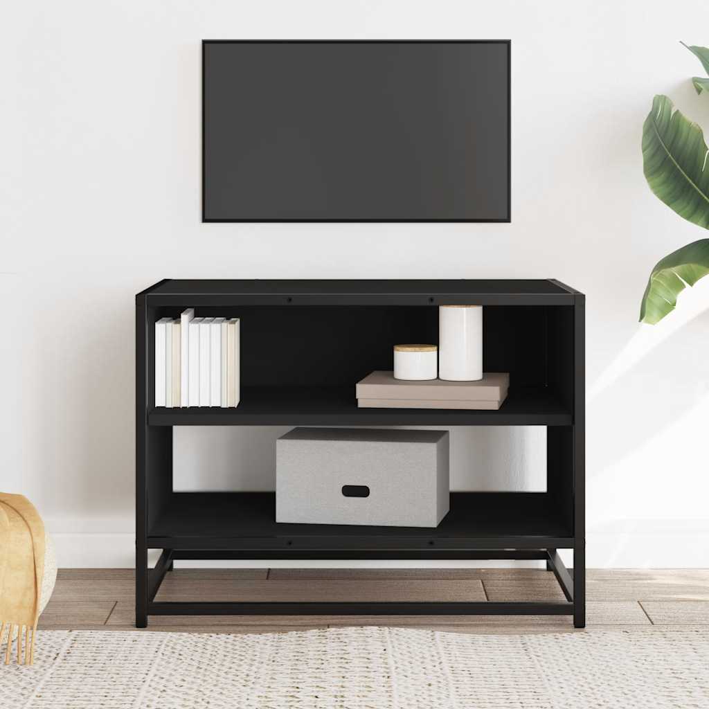 vidaXL Mueble de TV madera de ingeniería y metal negro 61x40x46 cm