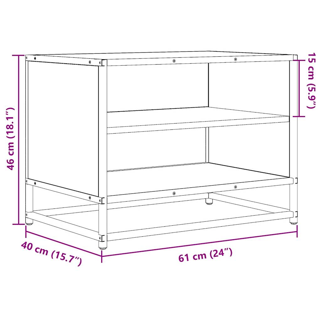 vidaXL Mueble de TV madera de ingeniería y metal negro 61x40x46 cm