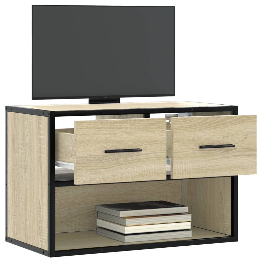 vidaXL Mueble TV madera ingeniería y metal roble Sonoma 60x31x39,5 cm