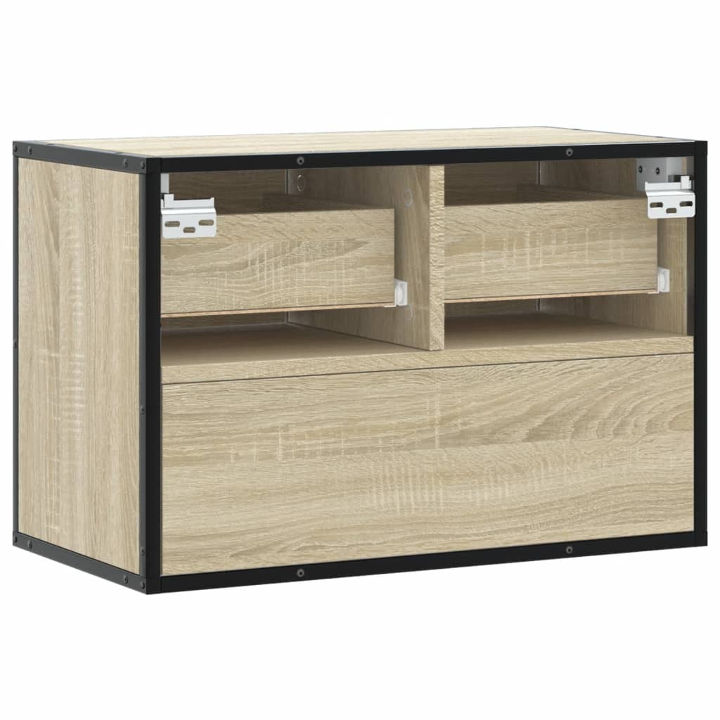 vidaXL Mueble TV madera ingeniería y metal roble Sonoma 60x31x39,5 cm