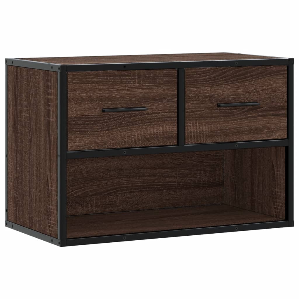 vidaXL Mueble TV madera ingeniería y metal marrón roble 60x31x39,5 cm