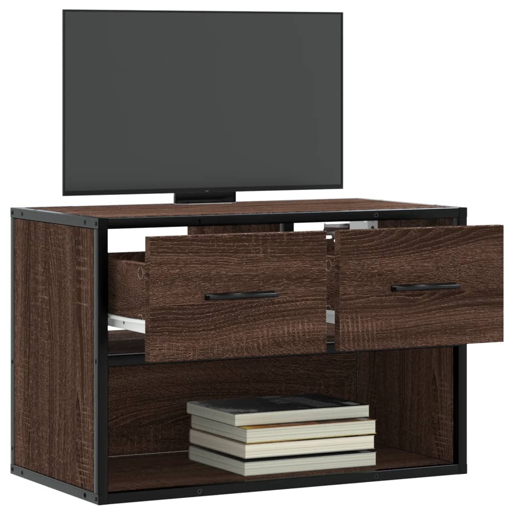 vidaXL Mueble TV madera ingeniería y metal marrón roble 60x31x39,5 cm