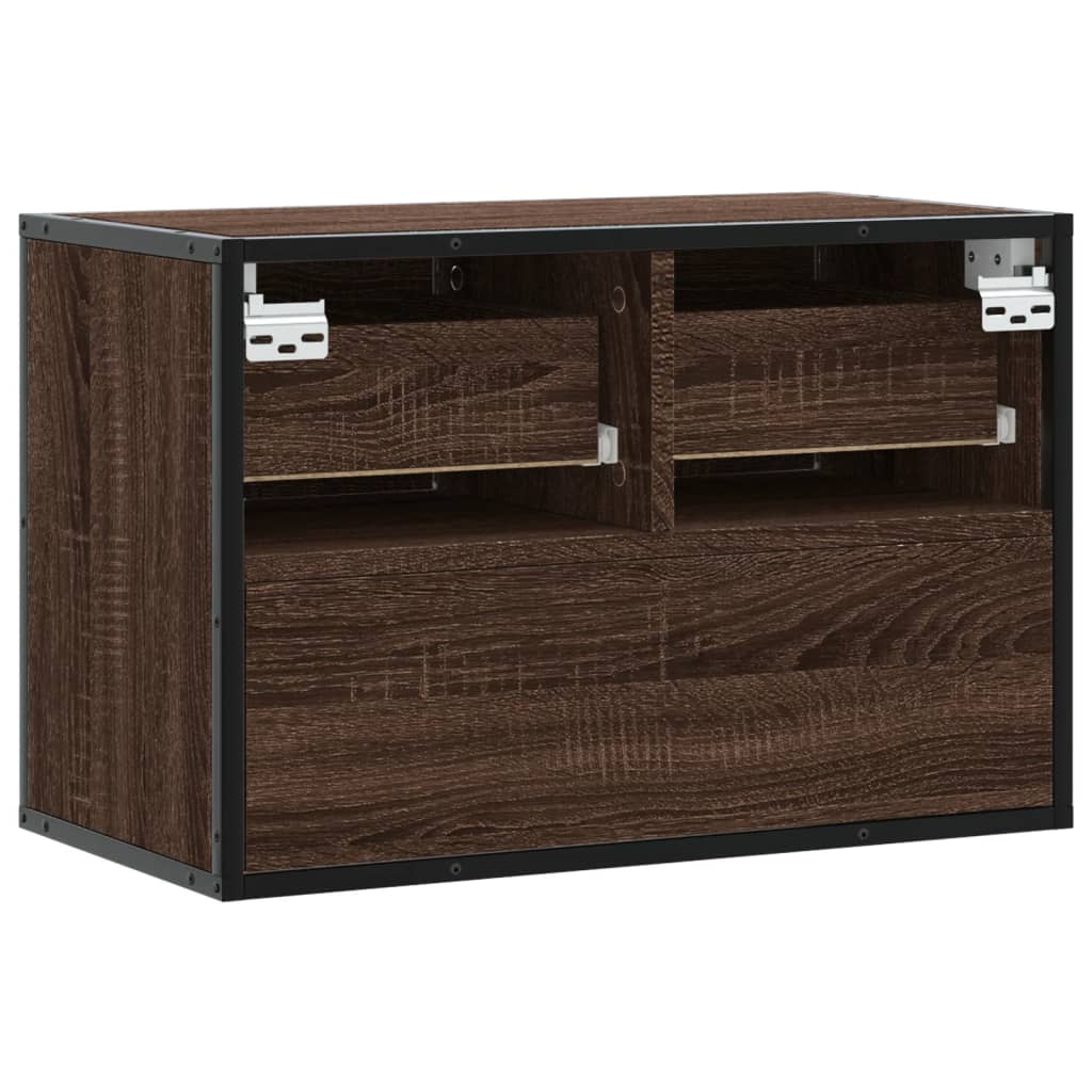 vidaXL Mueble TV madera ingeniería y metal marrón roble 60x31x39,5 cm