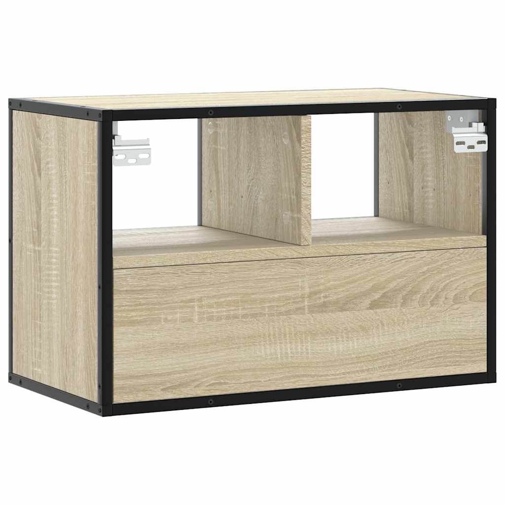 vidaXL Mueble TV madera ingeniería y metal roble Sonoma 60x31x39,5 cm