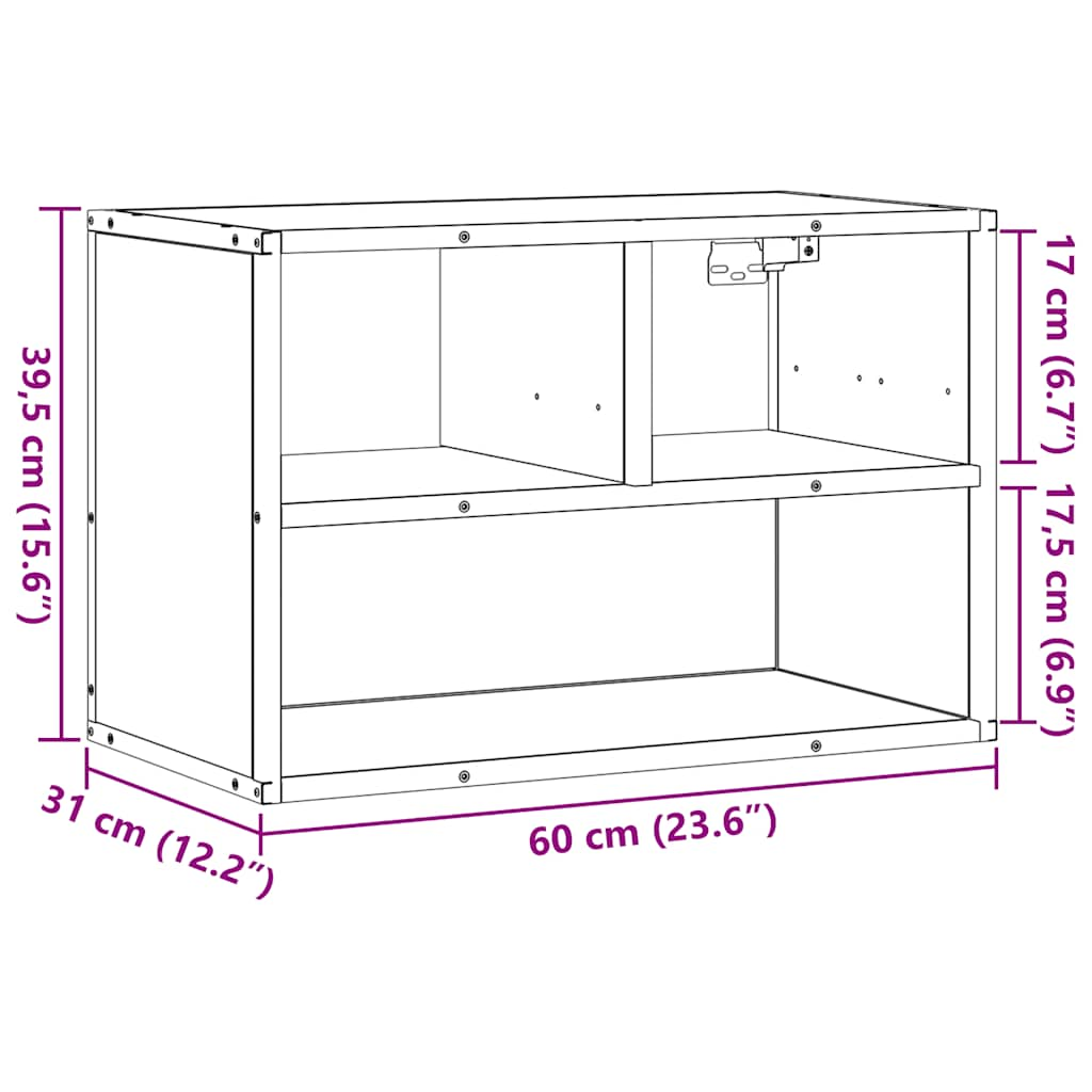 vidaXL Mueble TV madera ingeniería y metal roble Sonoma 60x31x39,5 cm