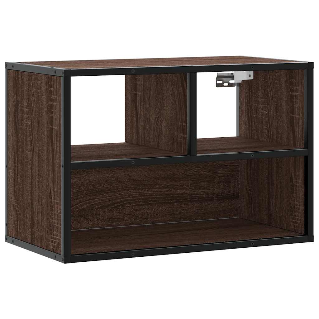 vidaXL Mueble TV madera ingeniería y metal marrón roble 60x31x39,5 cm