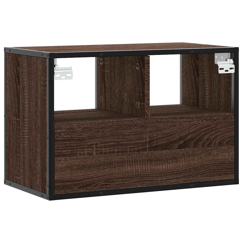 vidaXL Mueble TV madera ingeniería y metal marrón roble 60x31x39,5 cm